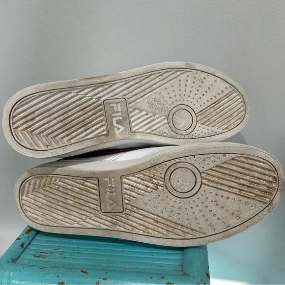 File Varallo White High Top Leather Sneakers Size 10 - Picture 9 of 10